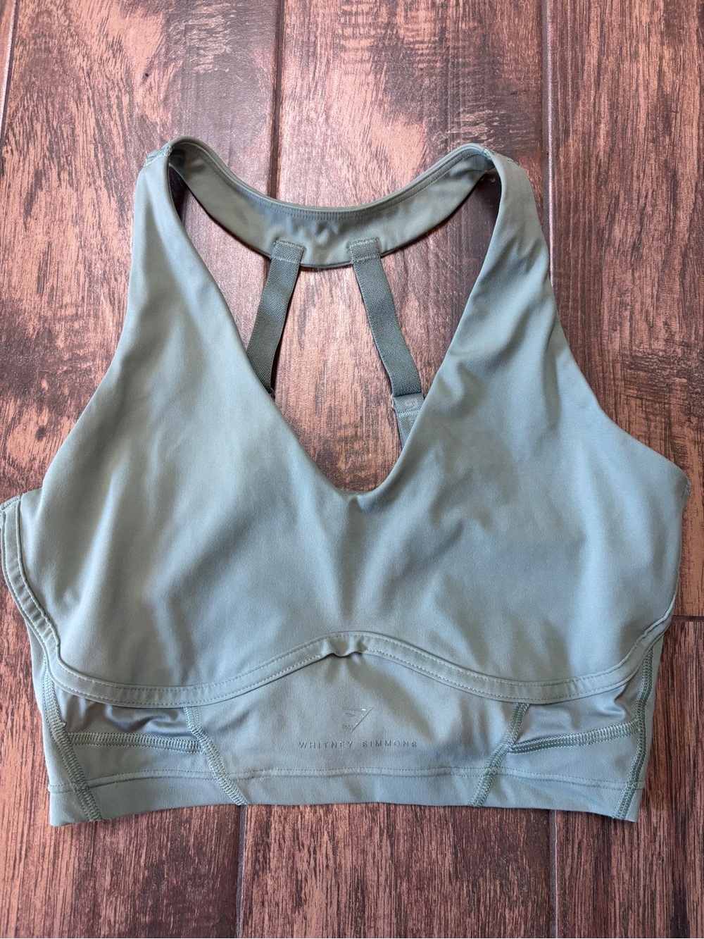 Gymshark Whitney Simmons Sage Green V-Neck Racerback Support Sports Bra